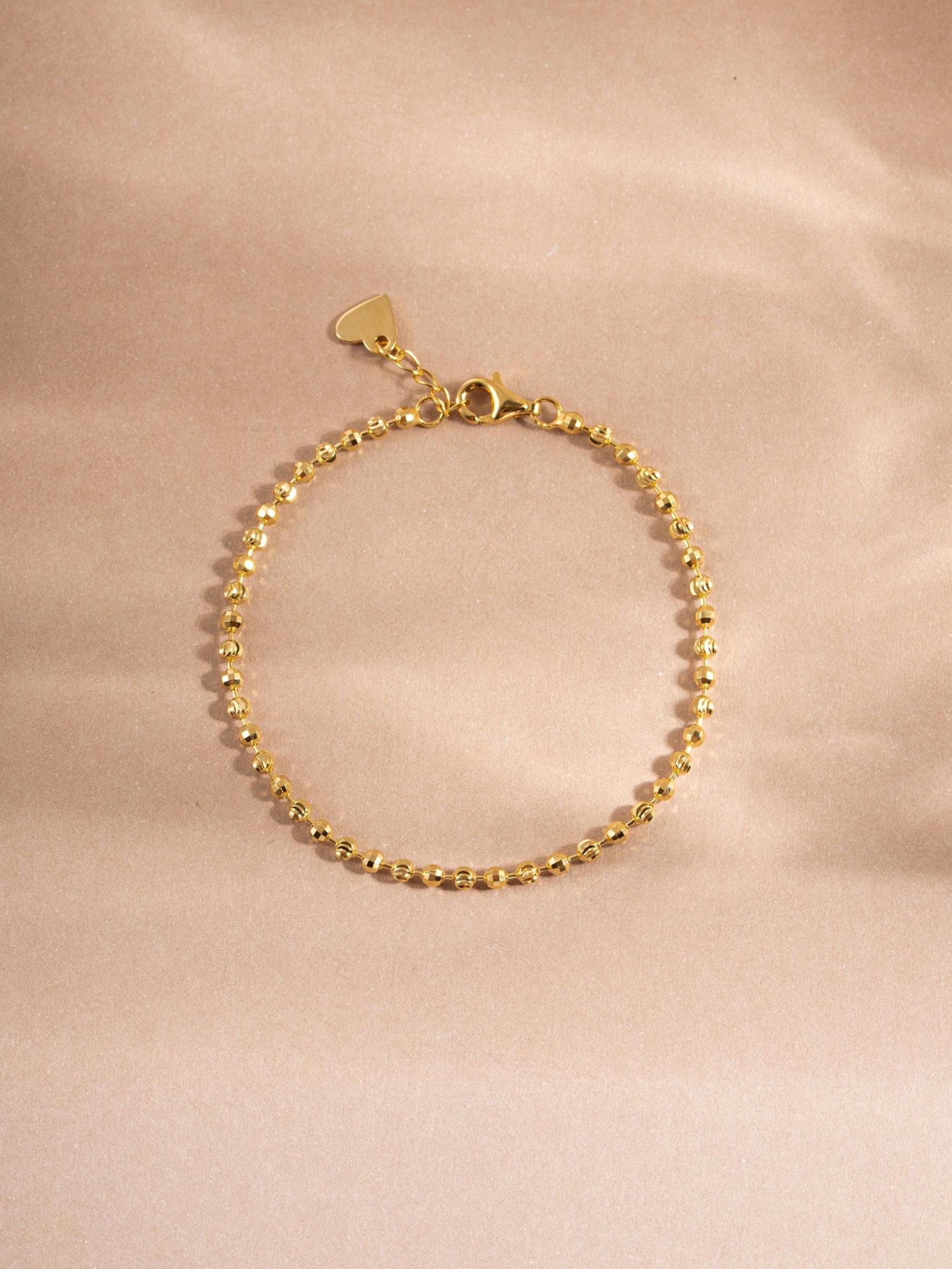 Diamond Cut Beaded Ball Chain Bracelet, Adjustable Bracelet for Perfect Fit, Beaded Bracelet, Chain Bracelet