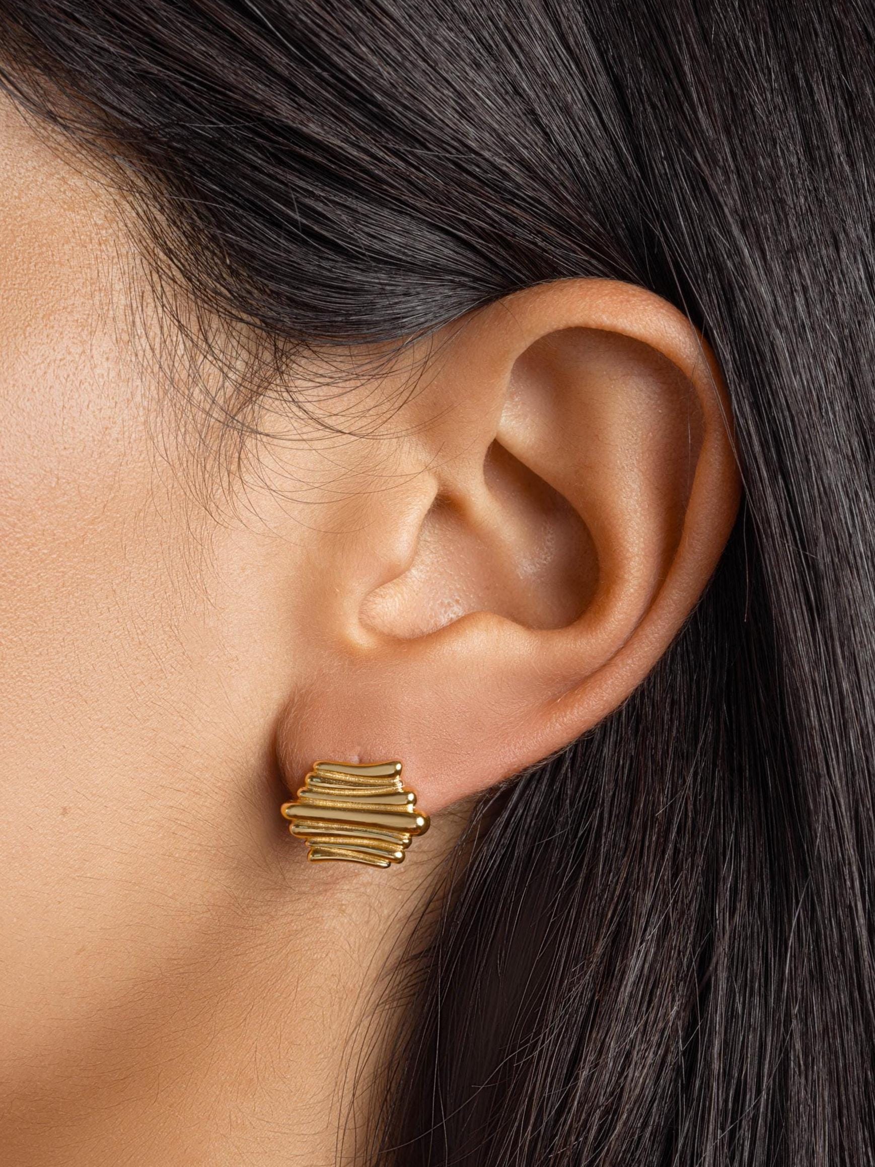 Gold or Silver Minimalist Earrings, Push Back Closure, Unique Earrings, Modern Earrings, Vintage Earrings, Statement Earrings