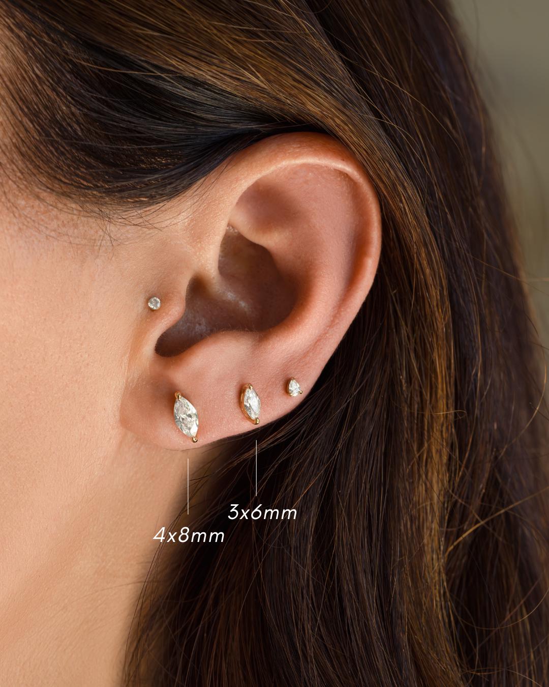 Marquise Stud Earrings Available in 2 Sizes, Dainty Stud Earrings, Diamond Earrings, Tiny Earrings, Bridal Earrings