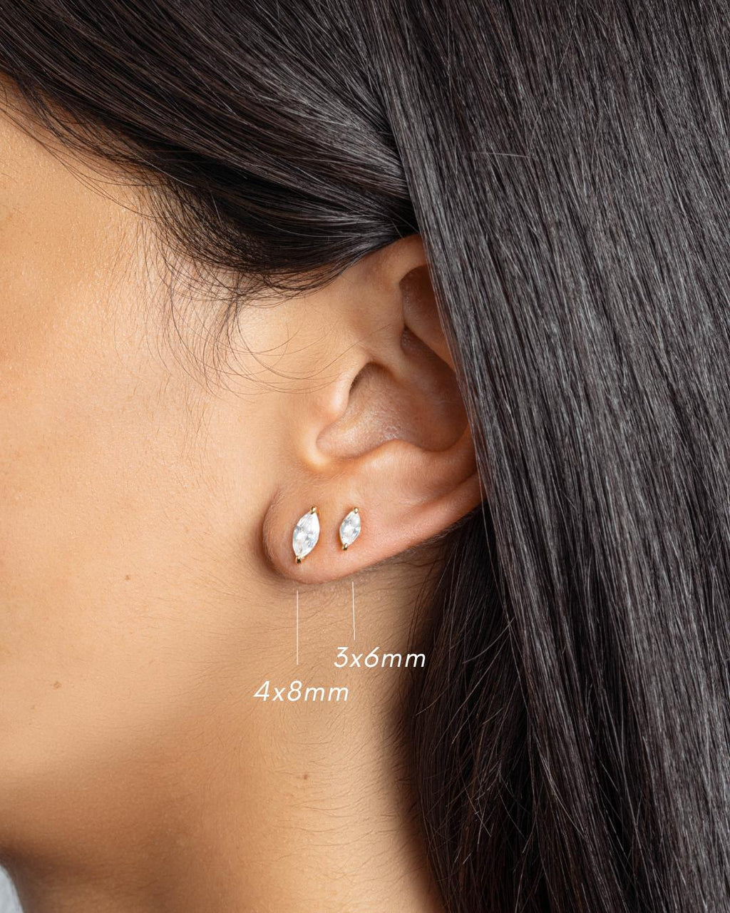 Marquise Stud Earrings Available in 2 Sizes, Dainty Stud Earrings, Diamond Earrings, Tiny Earrings, Bridal Earrings