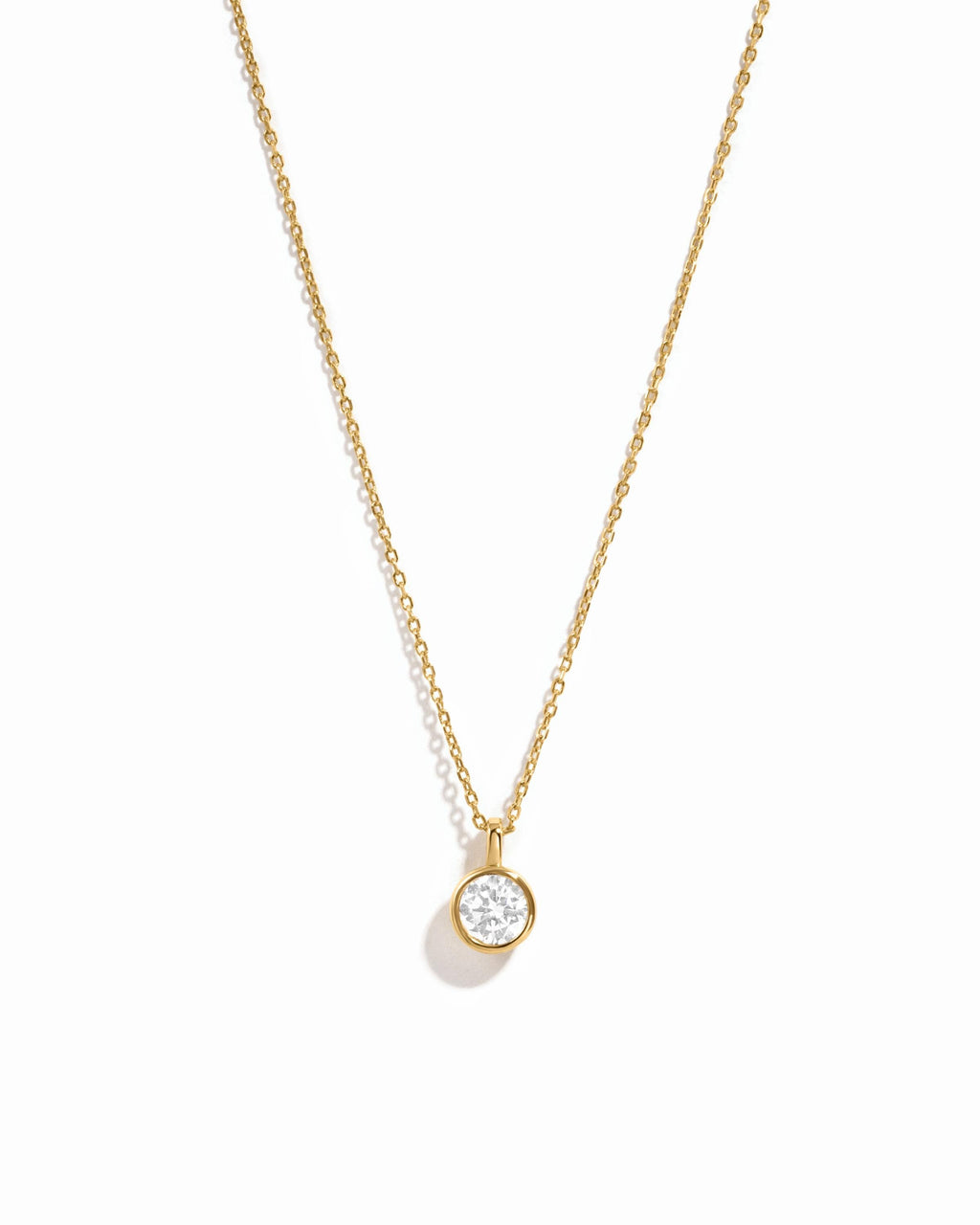 Round Bezel Diamond Necklace, Adjustable Chain for Layering or Everyday Wear, Minimalist Design