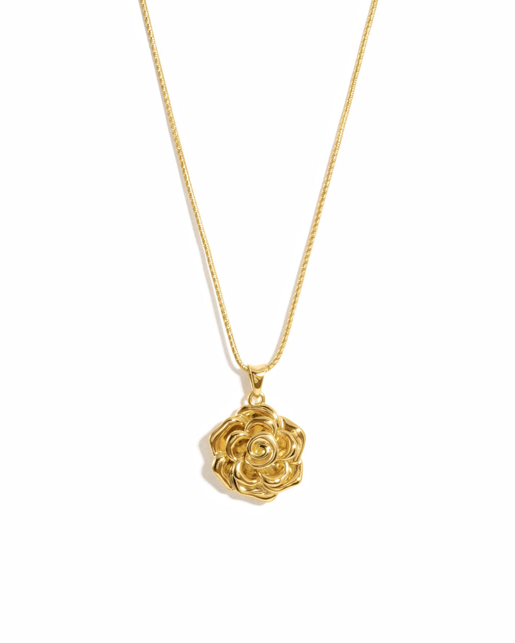 Rose Flower Necklace on a Rounded Box Chain, 22" Adjustable Chain Perfect for Layering