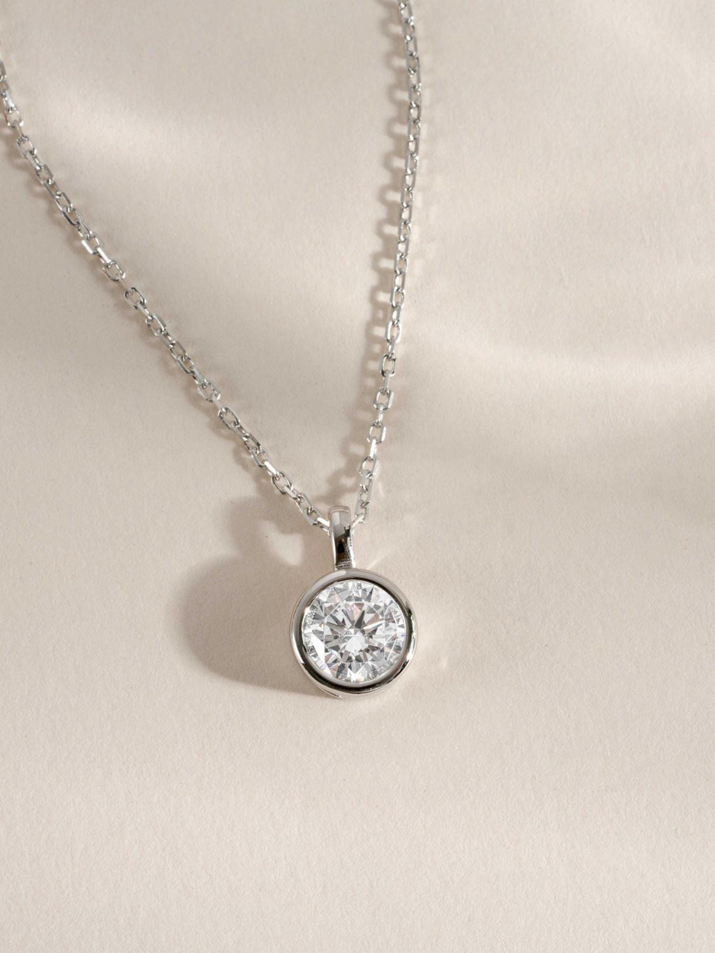 Round Bezel Diamond Necklace, Adjustable Chain for Layering or Everyday Wear, Minimalist Design