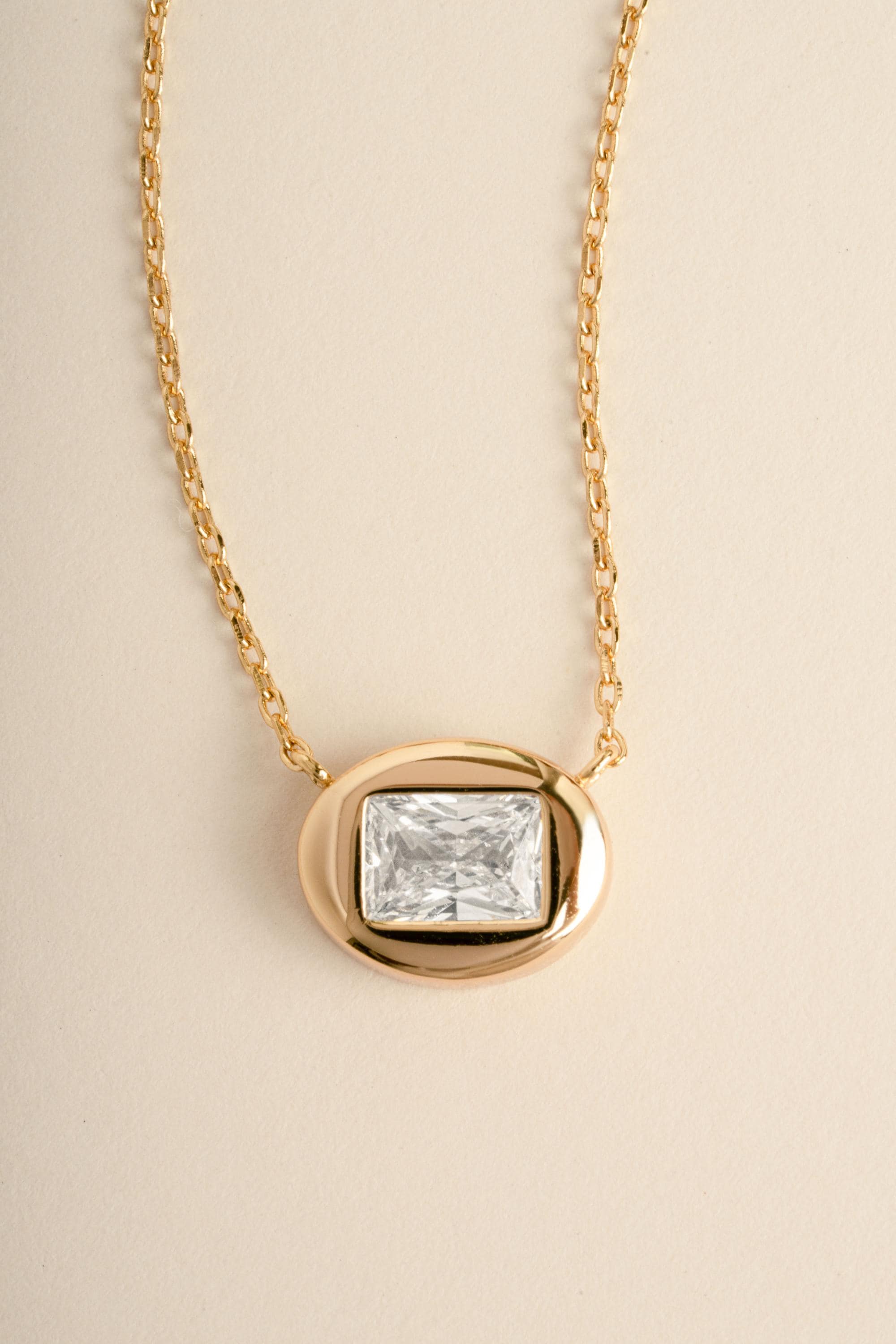Bubble Bezel Baguette Necklace with Adjustable Chain by Sami Jewels