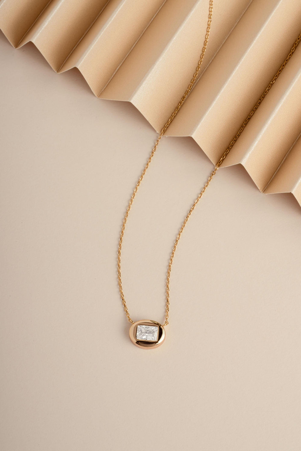 Bubble Bezel Baguette Necklace with Adjustable Chain by Sami Jewels