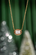 Bubble Bezel Baguette Necklace with Adjustable Chain by Sami Jewels