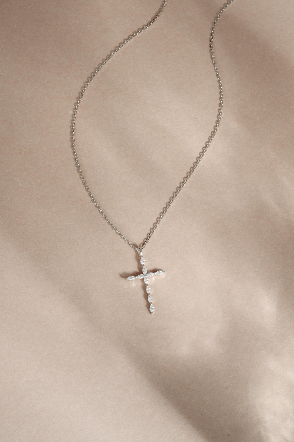 Christian Cross Necklace featuring Marquise Cut Cubic Zirconia Stones, Religious Necklace, Faith Necklace for Women, Cross Pendant