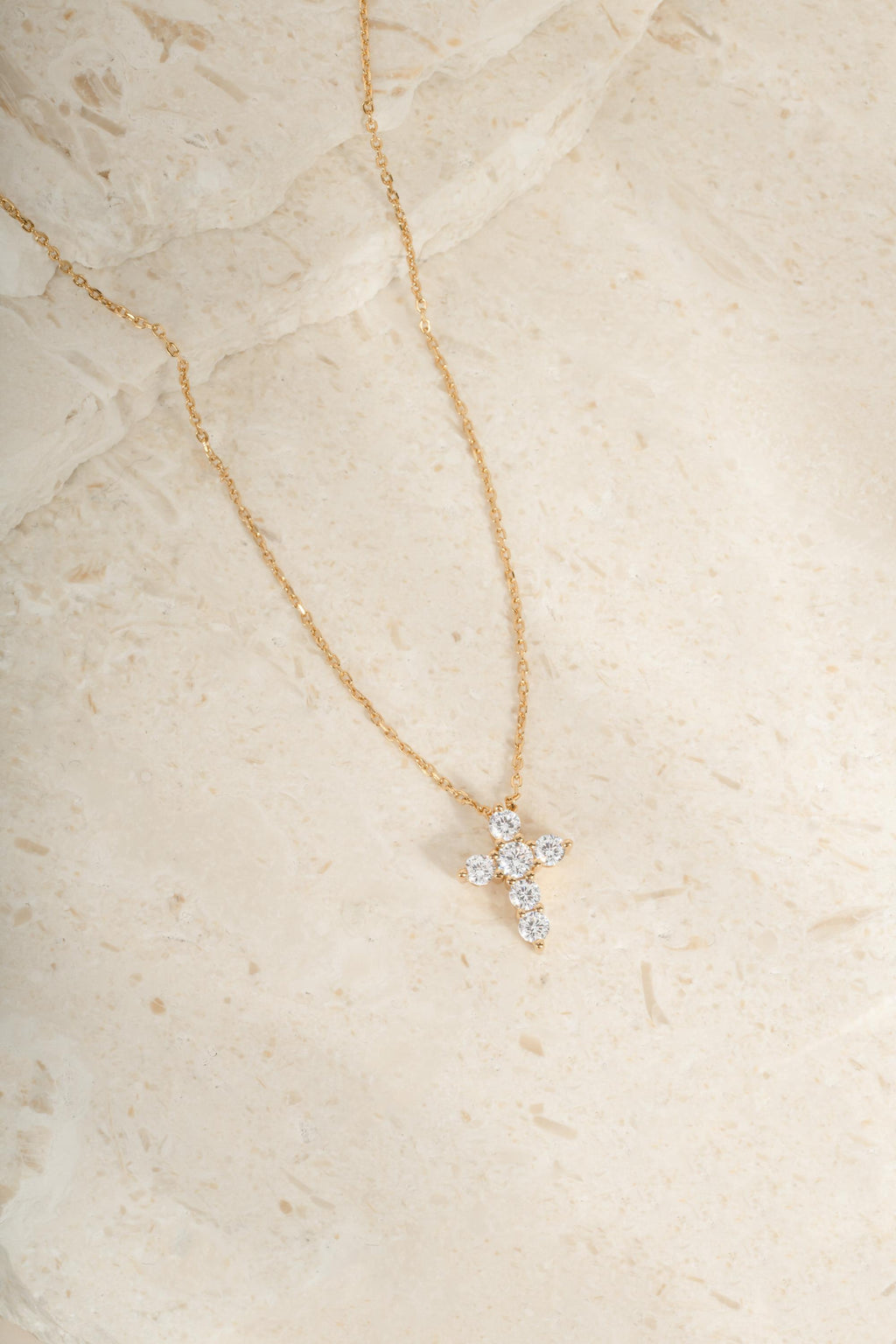 Diamond Studded Cross Necklace, Faith Necklace, Religious Jewelry, Adjustable Chain Christian Cross Pendant