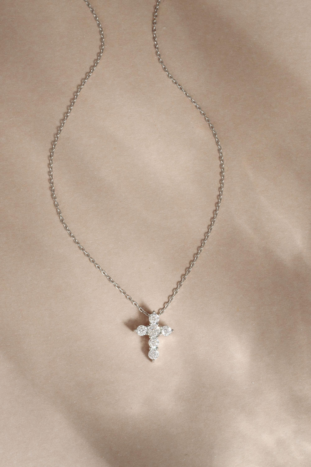 Diamond Studded Cross Necklace, Faith Necklace, Religious Jewelry, Adjustable Chain Christian Cross Pendant