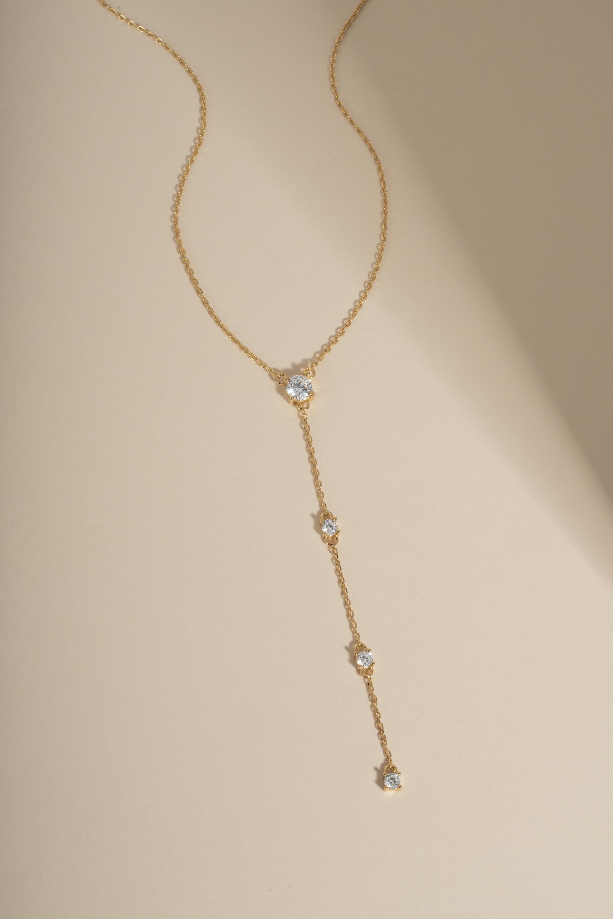 Diamond Lariat Necklace, Long Dainty Necklace, Minimalist Y Necklace, Adjustable Y Necklace