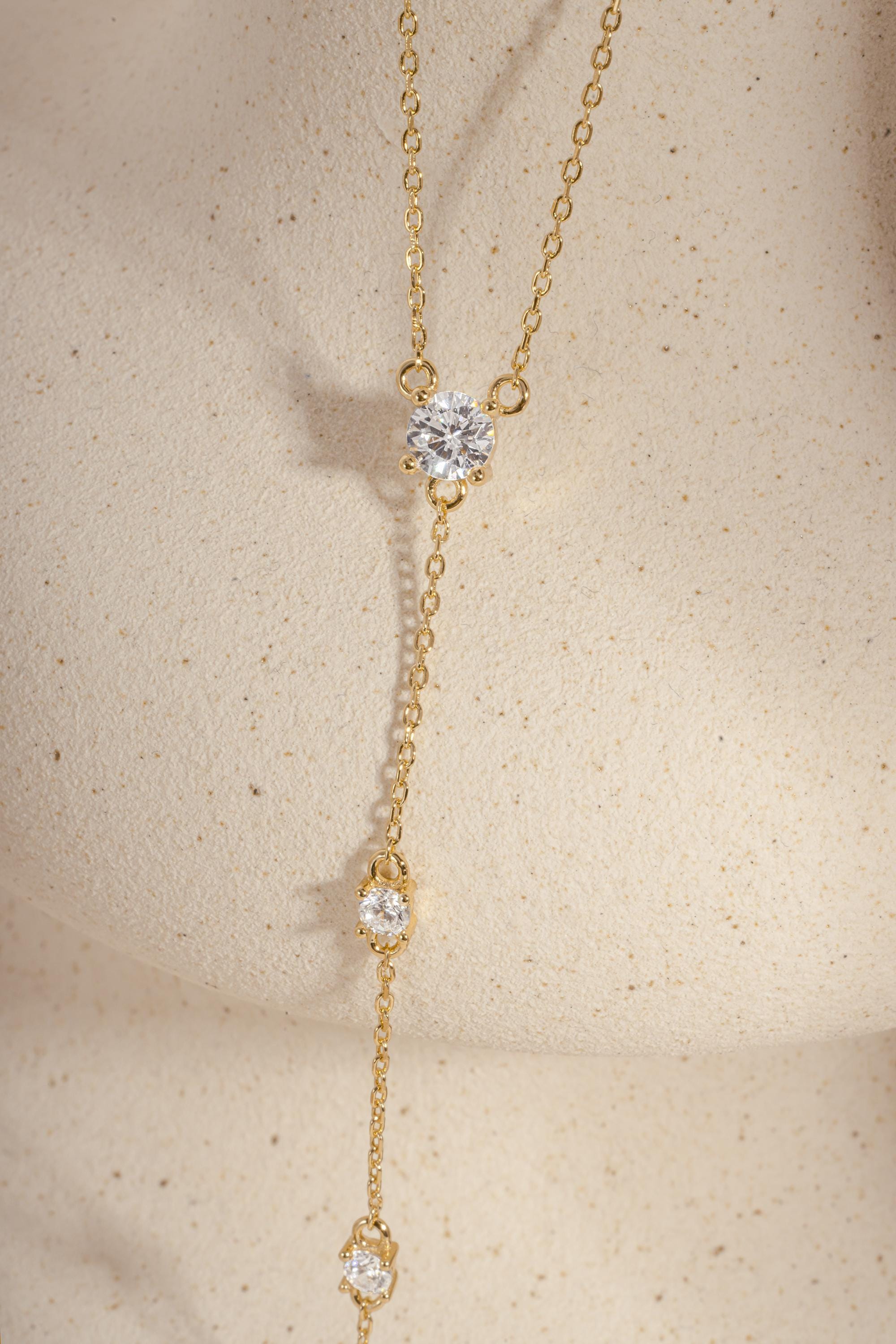 Diamond Lariat Necklace, Long Dainty Necklace, Minimalist Y Necklace, Adjustable Y Necklace