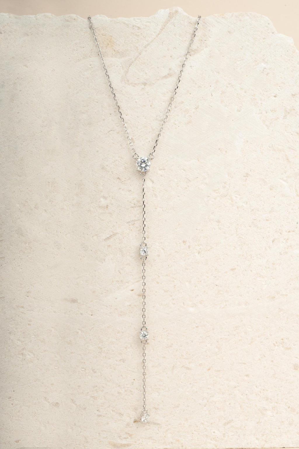 Diamond Lariat Necklace, Long Dainty Necklace, Minimalist Y Necklace, Adjustable Y Necklace