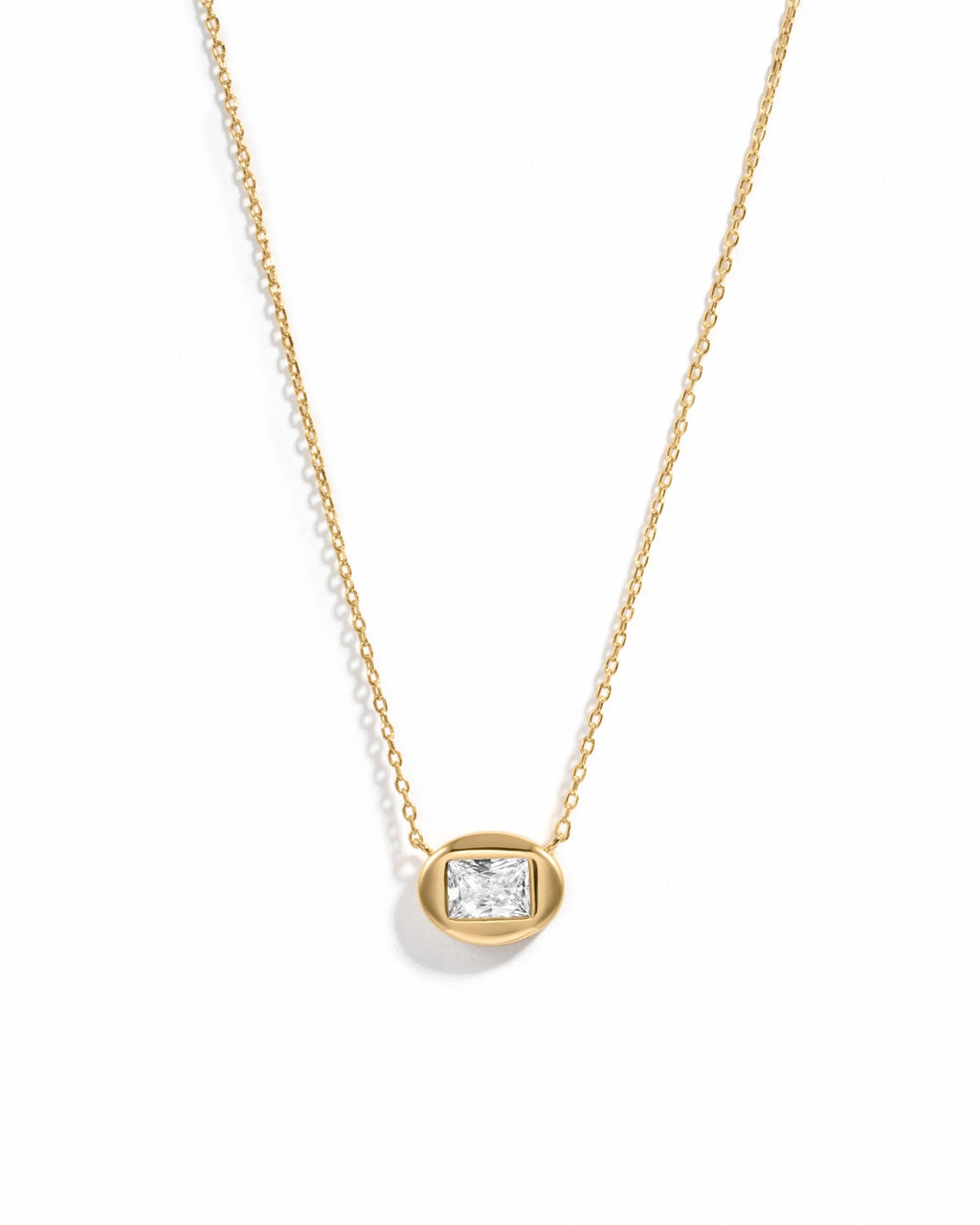 Bubble Bezel Baguette Necklace with Adjustable Chain by Sami Jewels