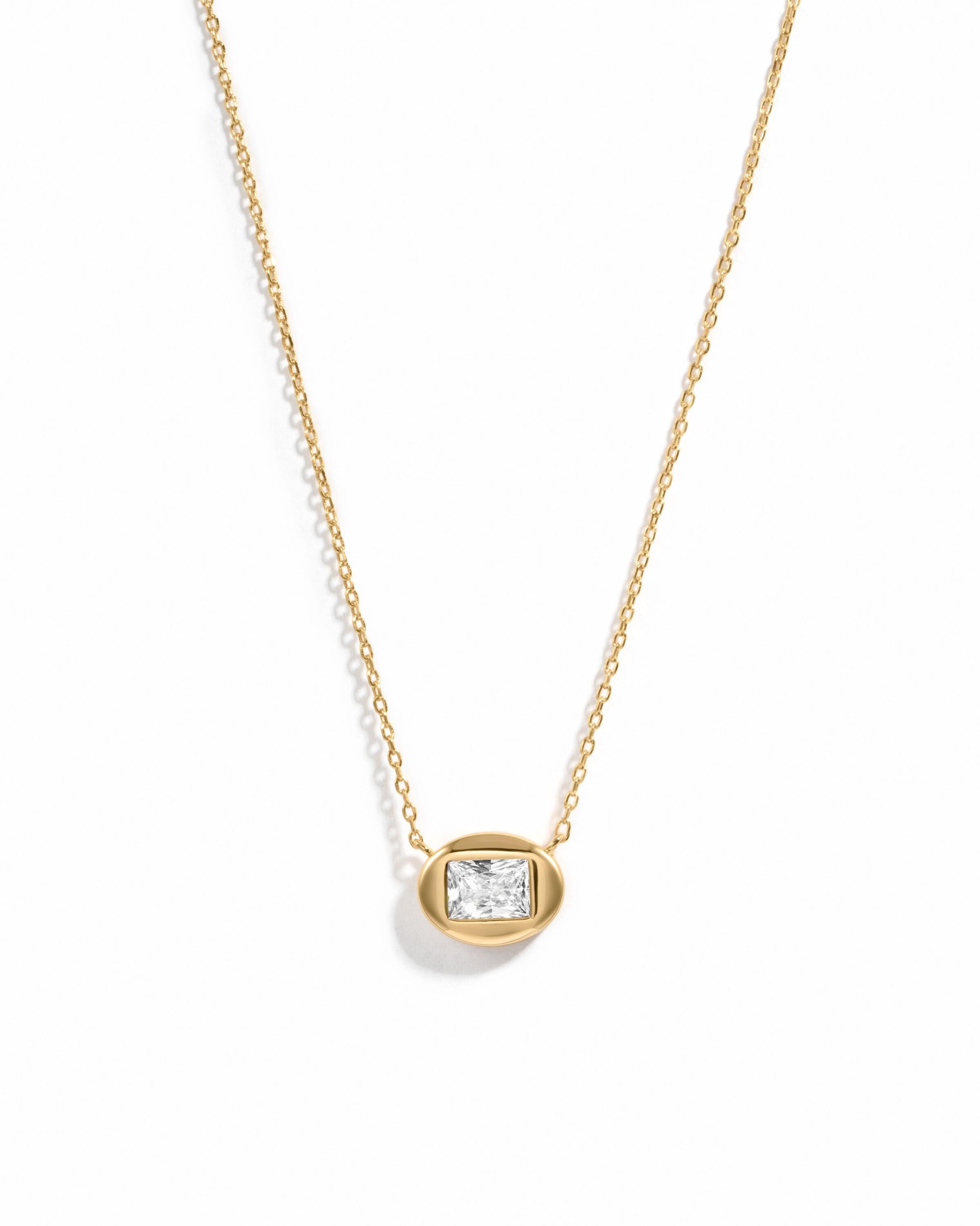 Bubble Bezel Baguette Necklace with Adjustable Chain by Sami Jewels