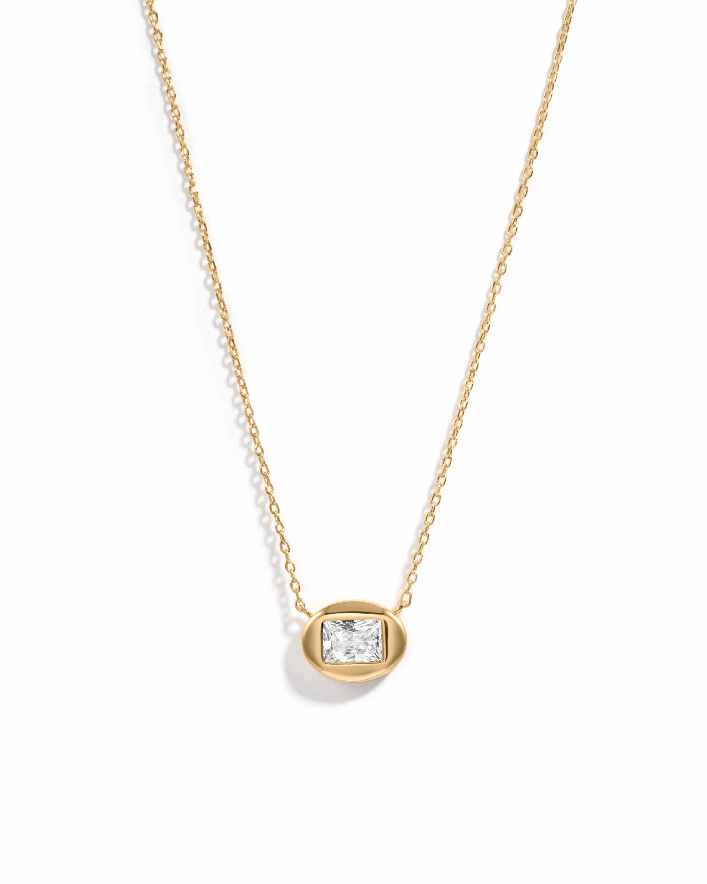 Bubble Bezel Baguette Necklace with Adjustable Chain by Sami Jewels