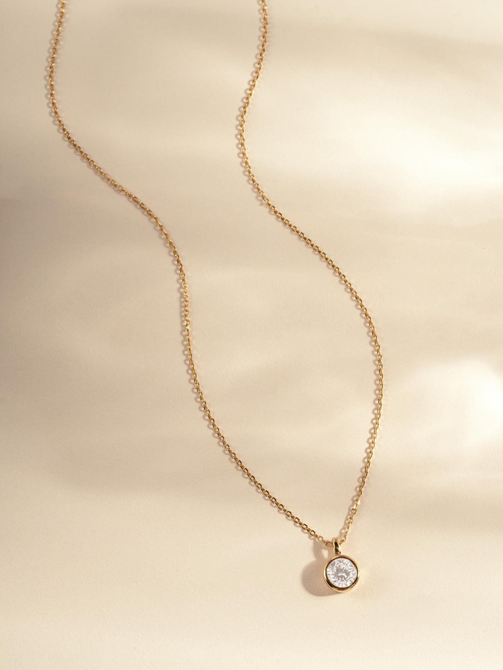 Round Bezel Diamond Necklace, Adjustable Chain for Layering or Everyday Wear, Minimalist Design