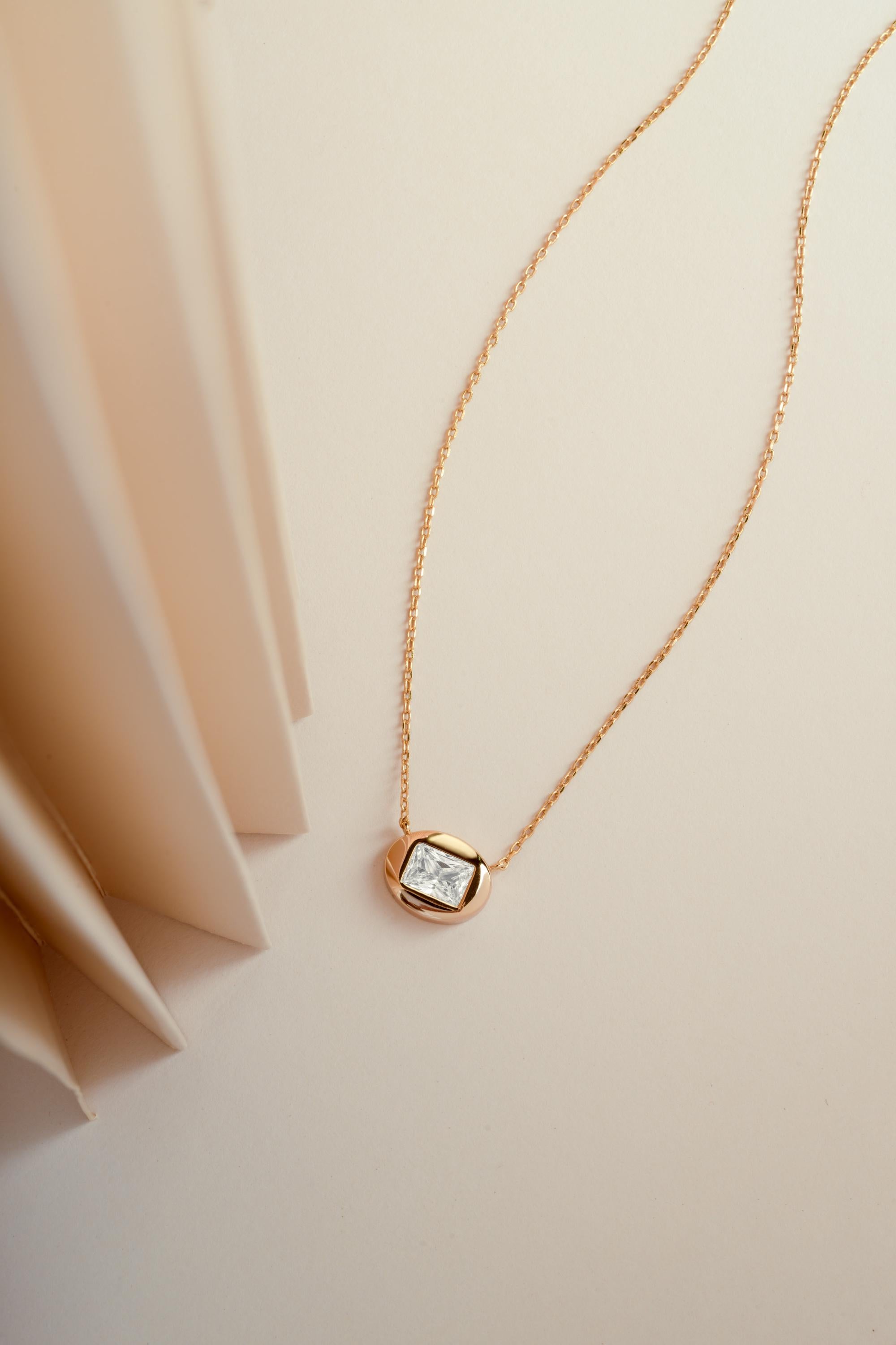 Bubble Bezel Baguette Necklace with Adjustable Chain by Sami Jewels