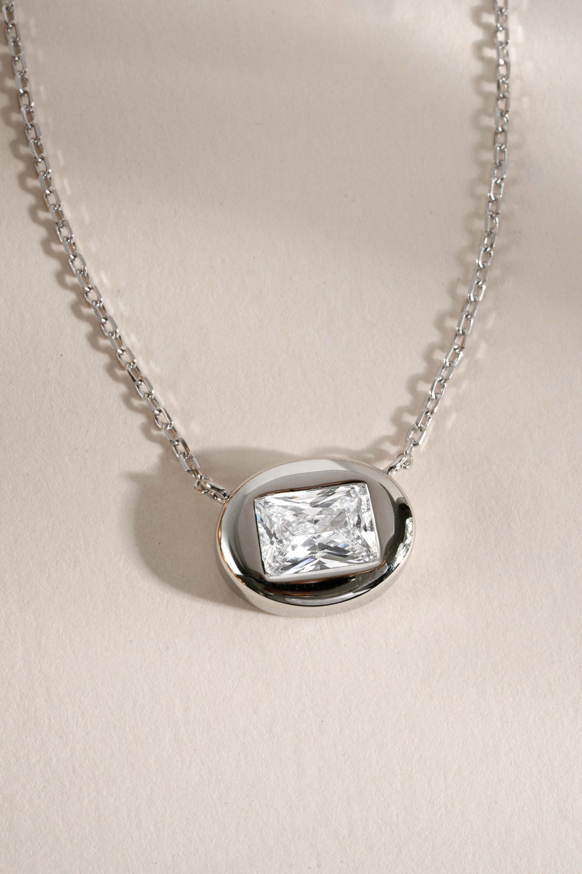 Bubble Bezel Baguette Necklace with Adjustable Chain by Sami Jewels