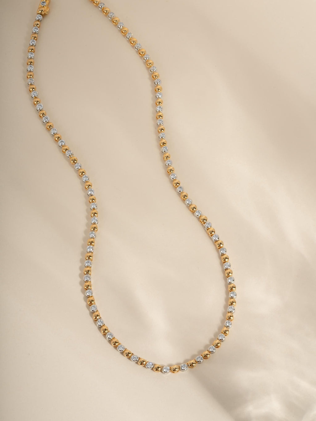 Mixed Metal Tennis Necklace by Sami Jewels, Two Tone Beaded Necklace, Statement Necklace, Diamond Tennis Necklace, Collar Necklace