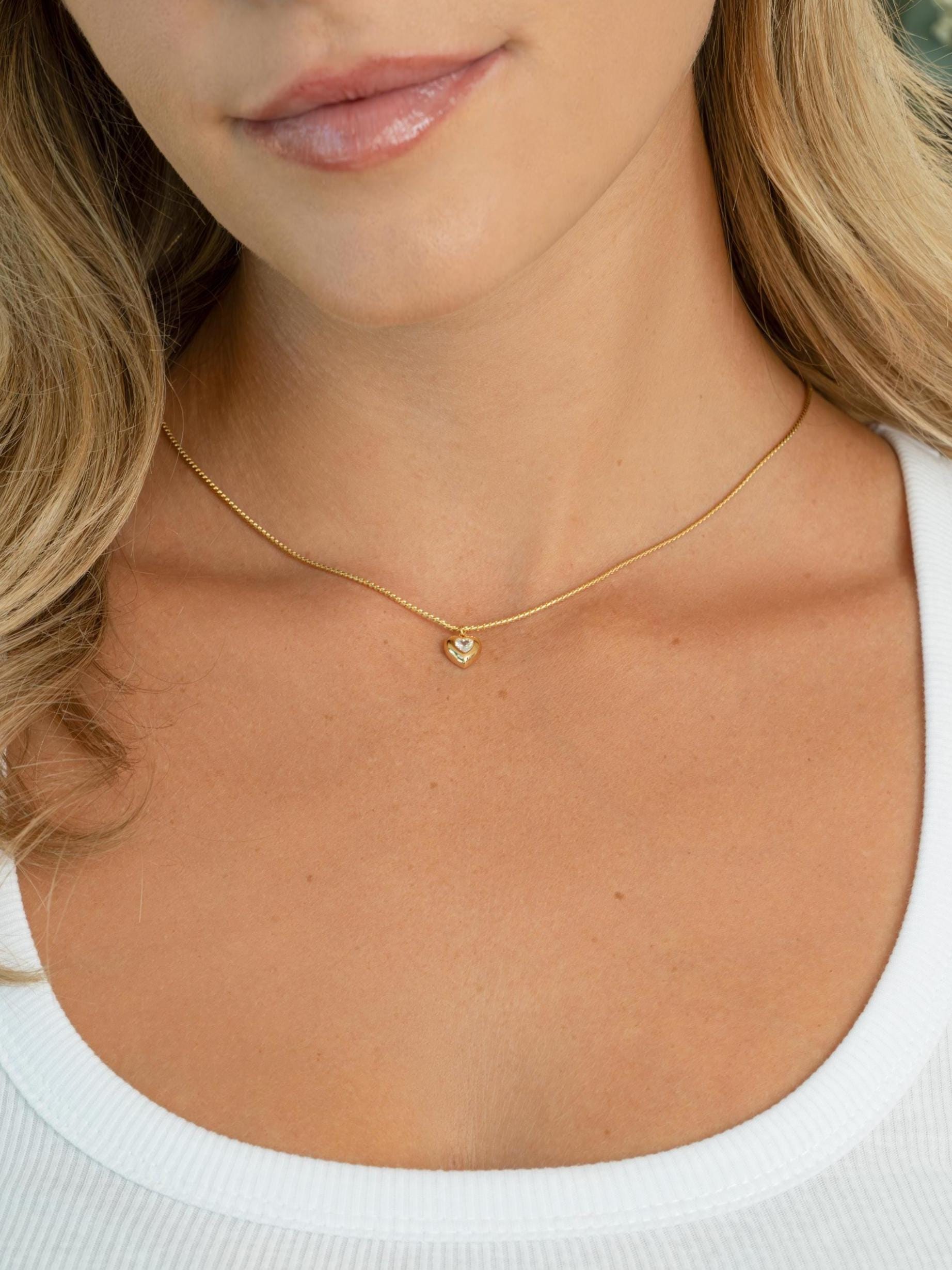 Heart Necklace by Sami Jewels, Love Necklace, Diamond Pendant, Chain Necklace, Pendant Necklace, Dainty Necklace, Anniversary Gift
