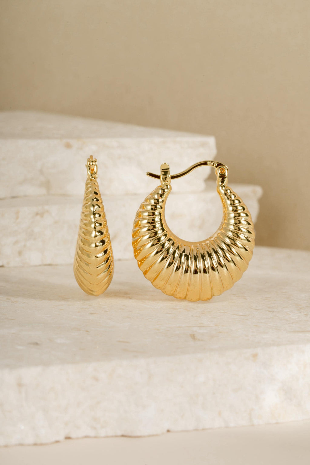 Chunky Ribbed Hoop Earrings by Sami Jewels, Vintage Earrings, Statement Earrings, Trendy Hoops, Dome Hoop Earrings