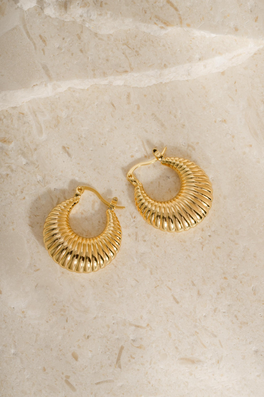 Chunky Ribbed Hoop Earrings by Sami Jewels, Vintage Earrings, Statement Earrings, Trendy Hoops, Dome Hoop Earrings