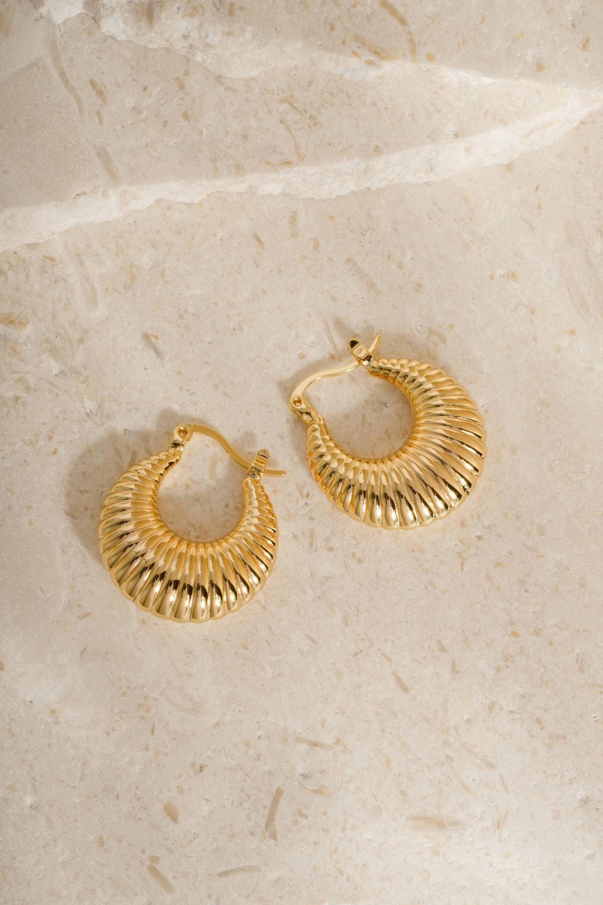 Chunky Ribbed Hoop Earrings by Sami Jewels, Vintage Earrings, Statement Earrings, Trendy Hoops, Dome Hoop Earrings