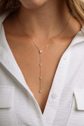 Diamond Lariat Necklace, Long Dainty Necklace, Minimalist Y Necklace, Adjustable Y Necklace