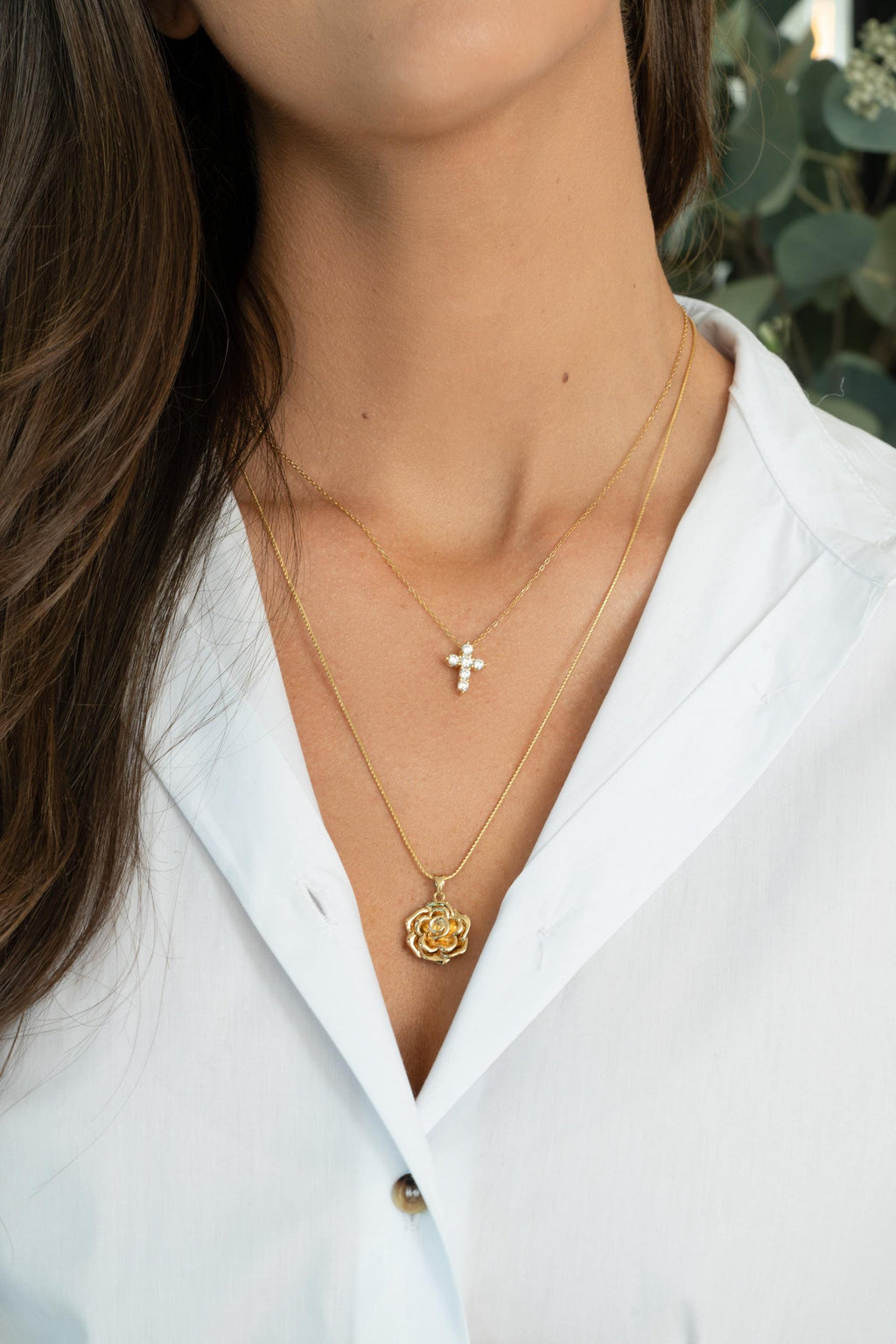 Rose Flower Necklace on a Rounded Box Chain, 22" Adjustable Chain Perfect for Layering