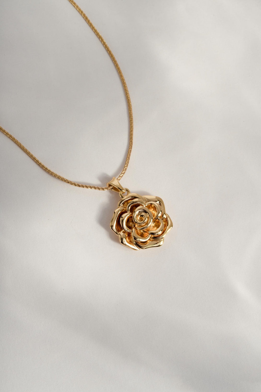Rose Flower Necklace on a Rounded Box Chain, 22" Adjustable Chain Perfect for Layering
