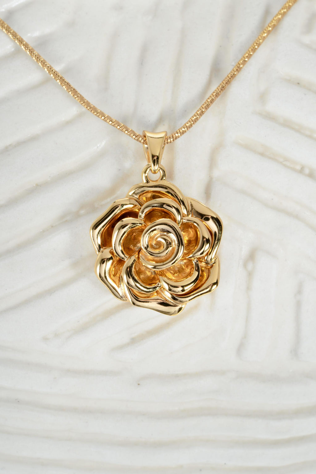 Rose Flower Necklace on a Rounded Box Chain, 22" Adjustable Chain Perfect for Layering