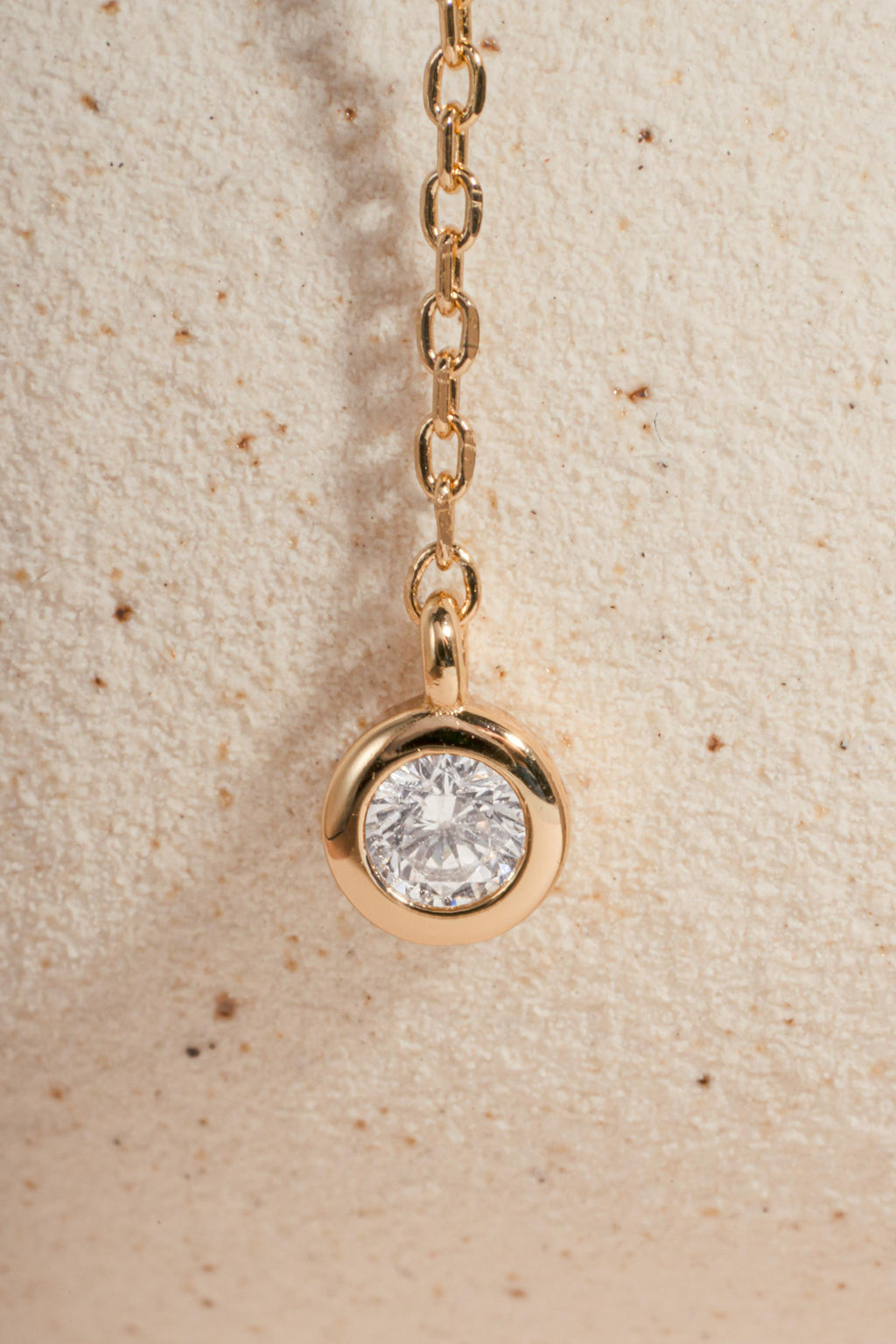 Bezel Set Lariat Necklace by Sami Jewels, Long Dainty Necklace, Minimalist Y Necklace, Adjustable Y Necklace