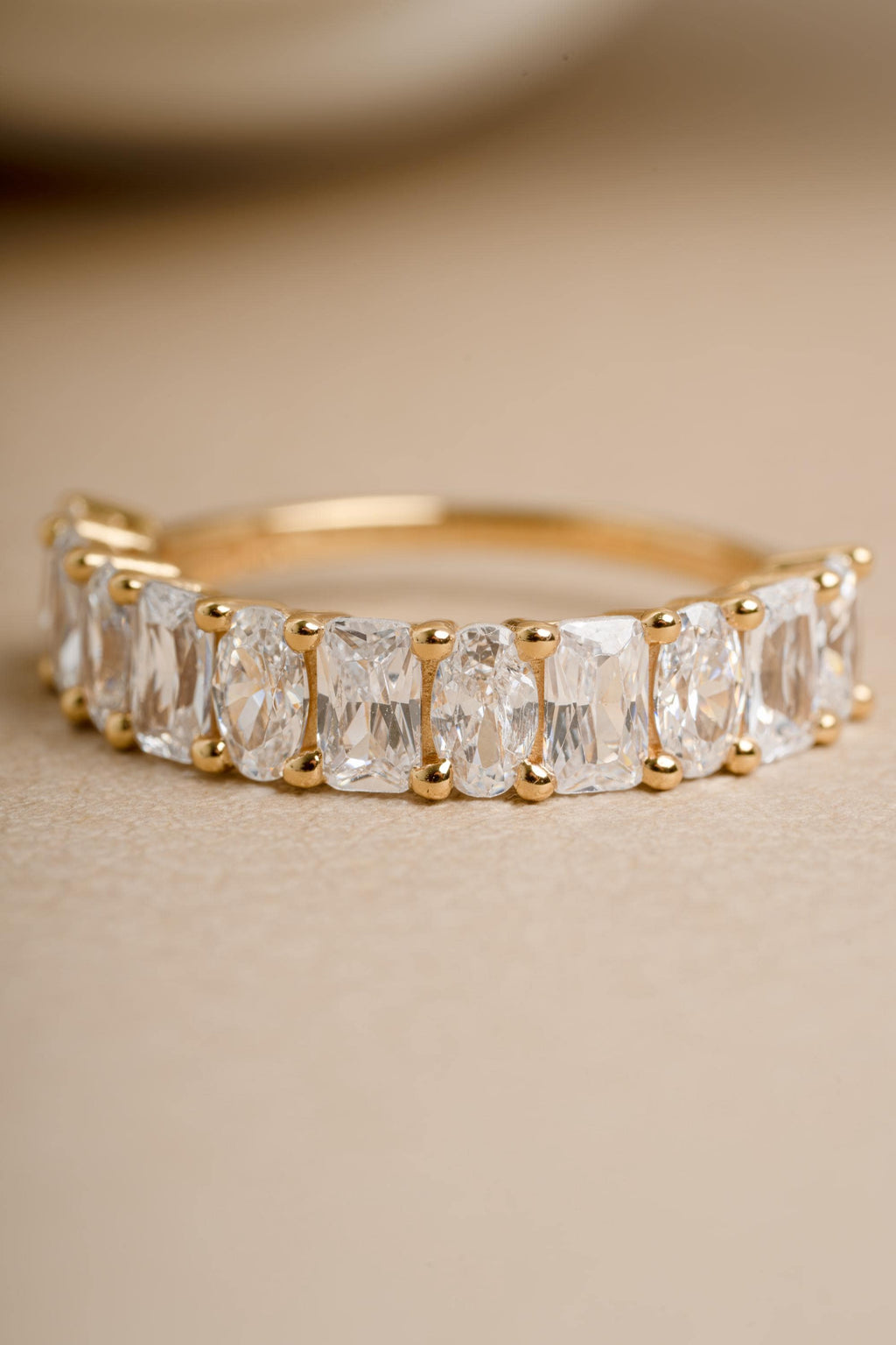 Diamond Ring by Sami Jewels, Cubic Zirconia Wedding Band, Radiant Cut & Oval Cut Stone,