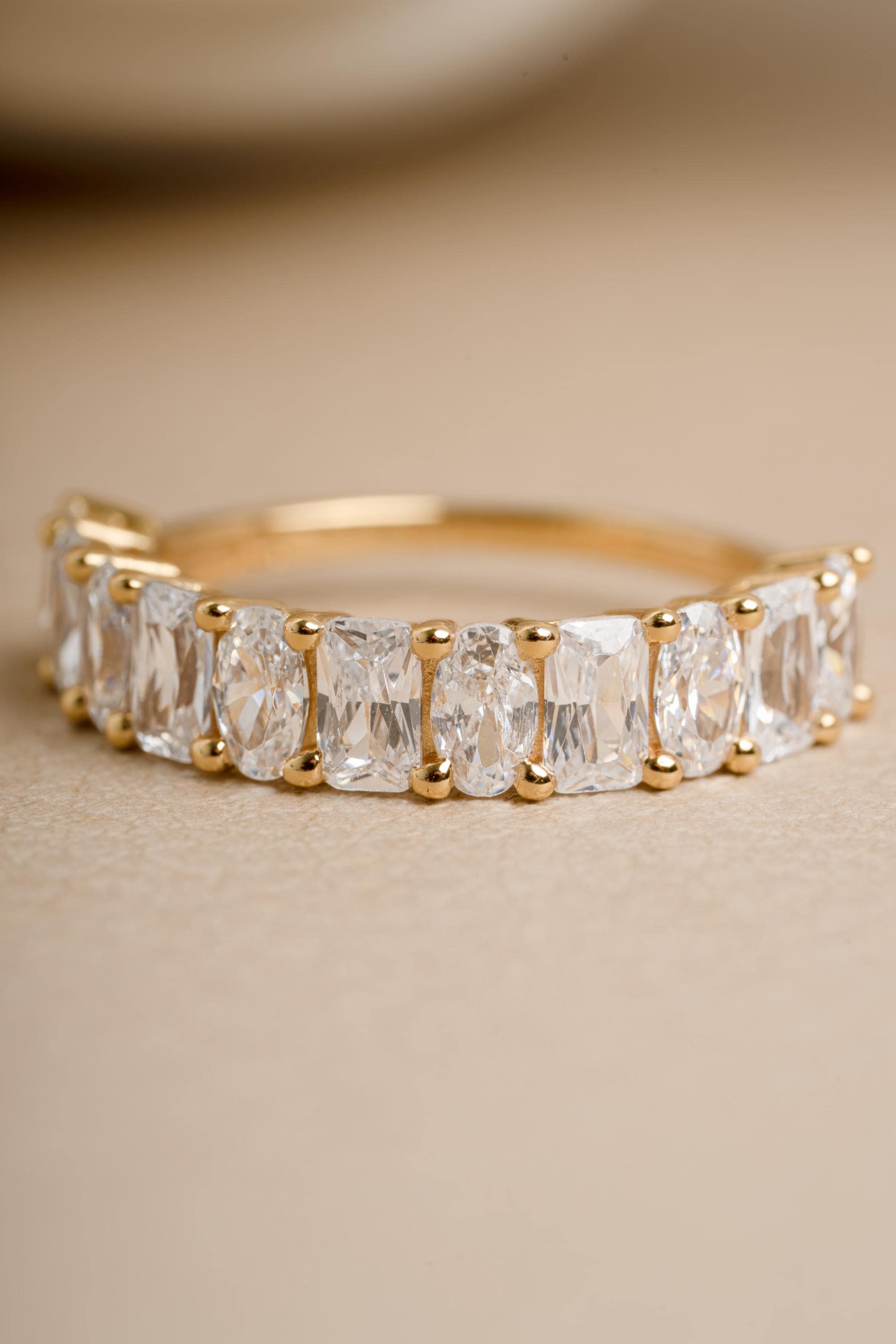 Diamond Ring by Sami Jewels, Cubic Zirconia Wedding Band, Radiant Cut & Oval Cut Stone,
