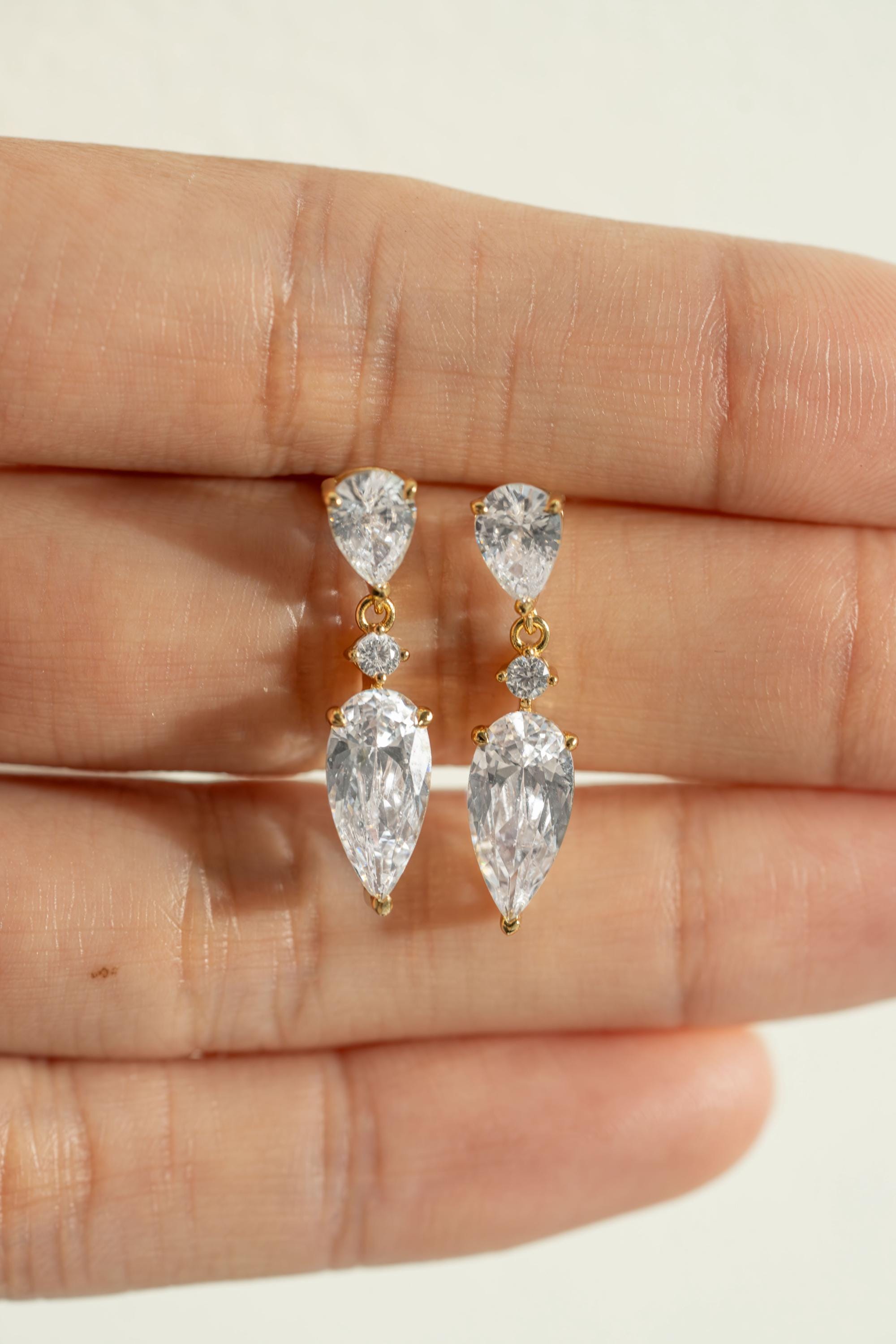 Pear Drop Earrings by Sami Jewels, Dangle Earrings, Bridal Jewelry