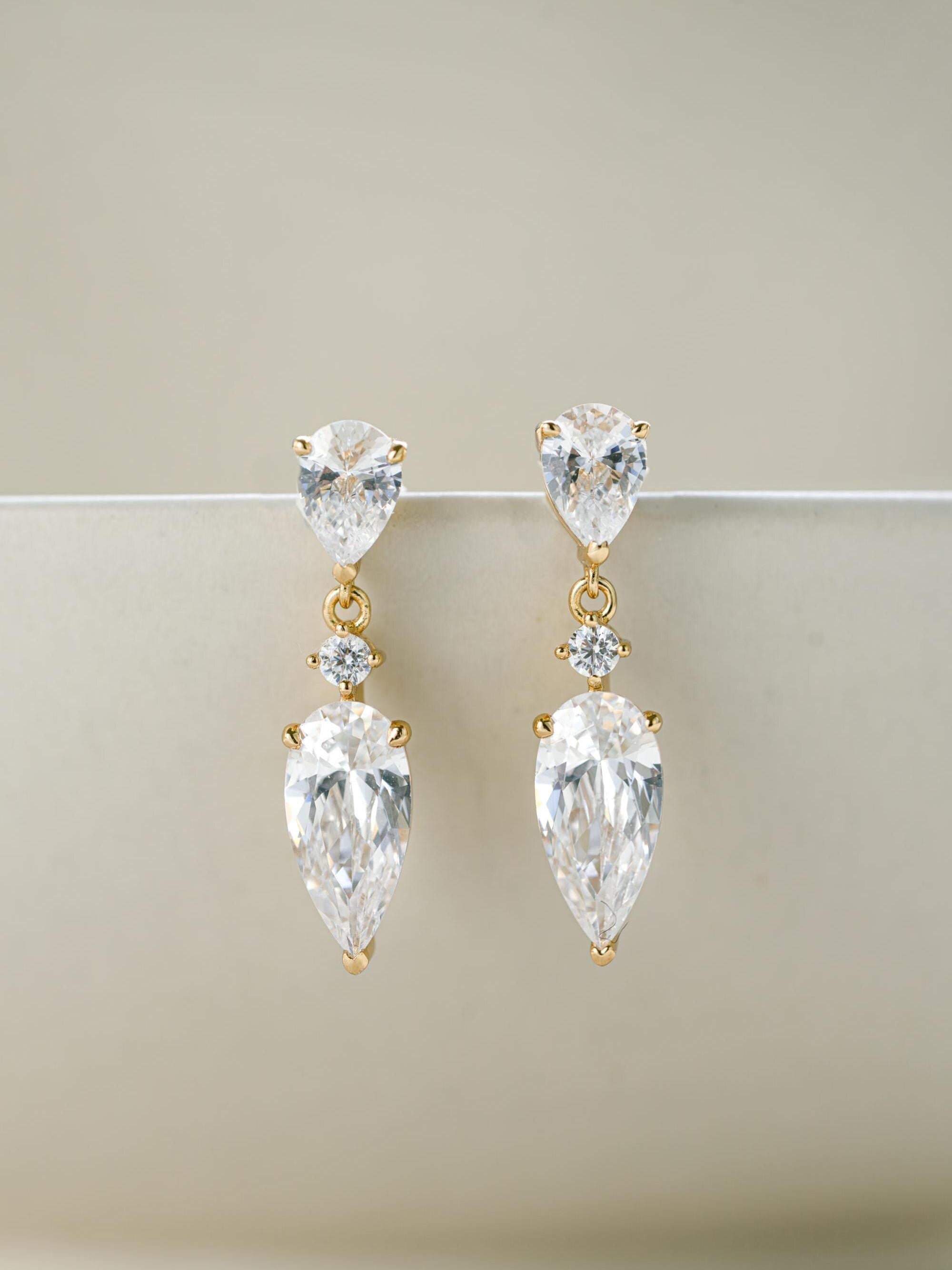 Pear Drop Earrings by Sami Jewels, Dangle Earrings, Bridal Jewelry