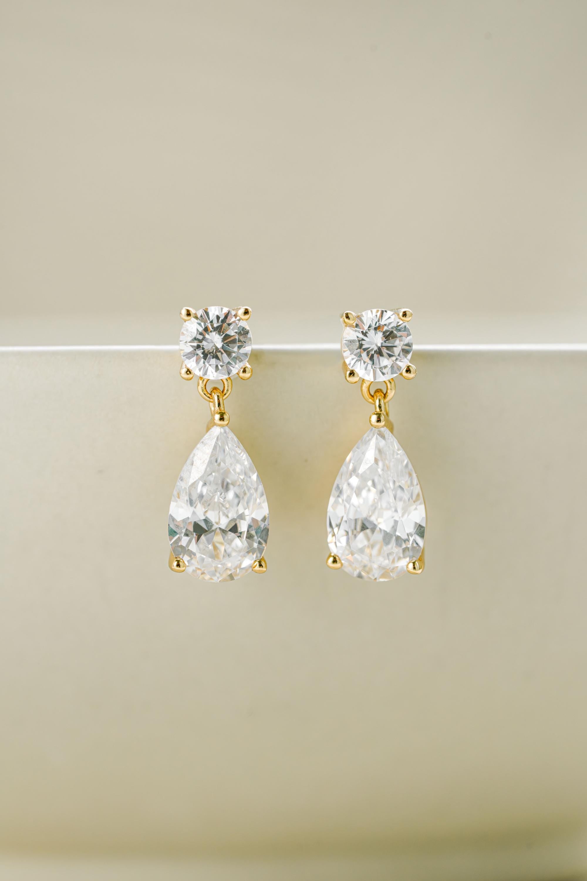 Pear Drop Earrings Sami Jewels, Diamond Dangle Earrings, Bridal Jewelry