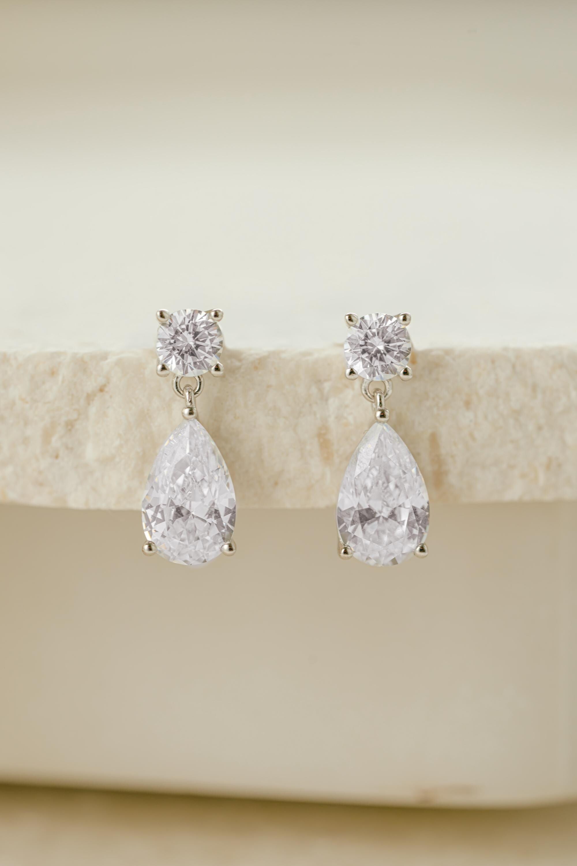Pear Drop Earrings Sami Jewels, Diamond Dangle Earrings, Bridal Jewelry