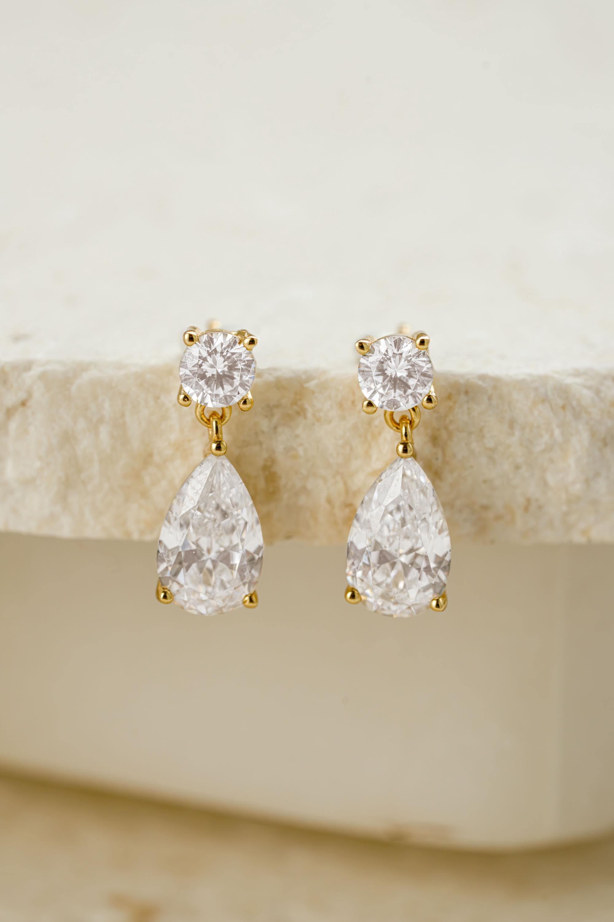 Pear Drop Earrings Sami Jewels, Diamond Dangle Earrings, Bridal Jewelry