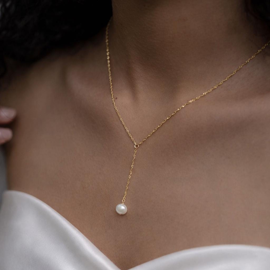 Pearl Drop Necklace by Sami Jewels, Freshwater Pearl Necklace, Lariat, Y Necklace, Bridal Pearl Drop Necklace