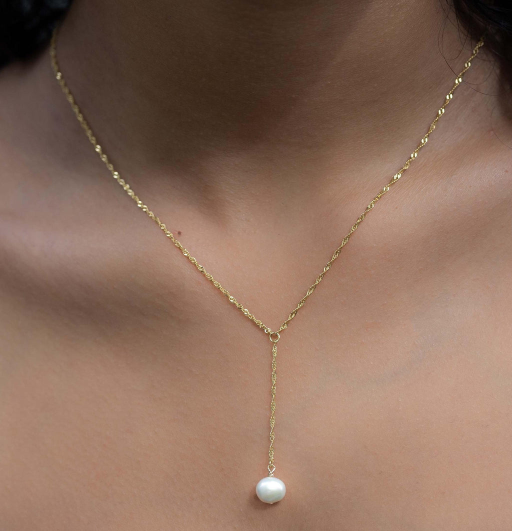 Pearl Drop Necklace by Sami Jewels, Freshwater Pearl Necklace, Lariat, Y Necklace, Bridal Pearl Drop Necklace