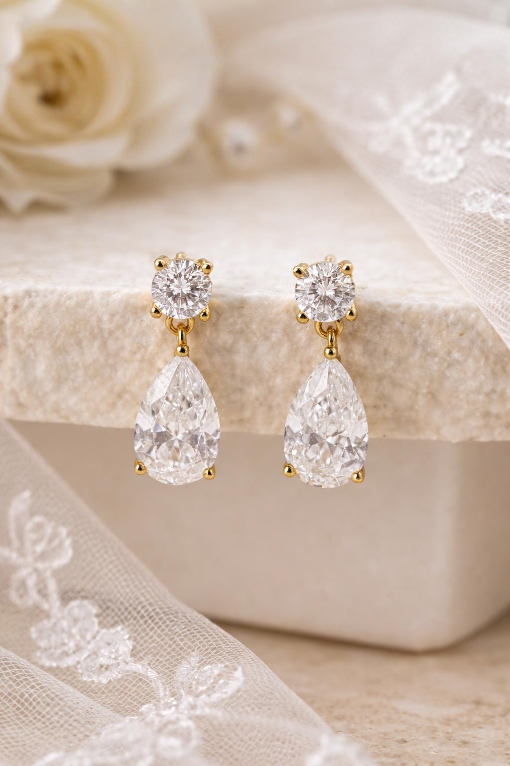 Pear Drop Earrings Sami Jewels, Diamond Dangle Earrings, Bridal Jewelry