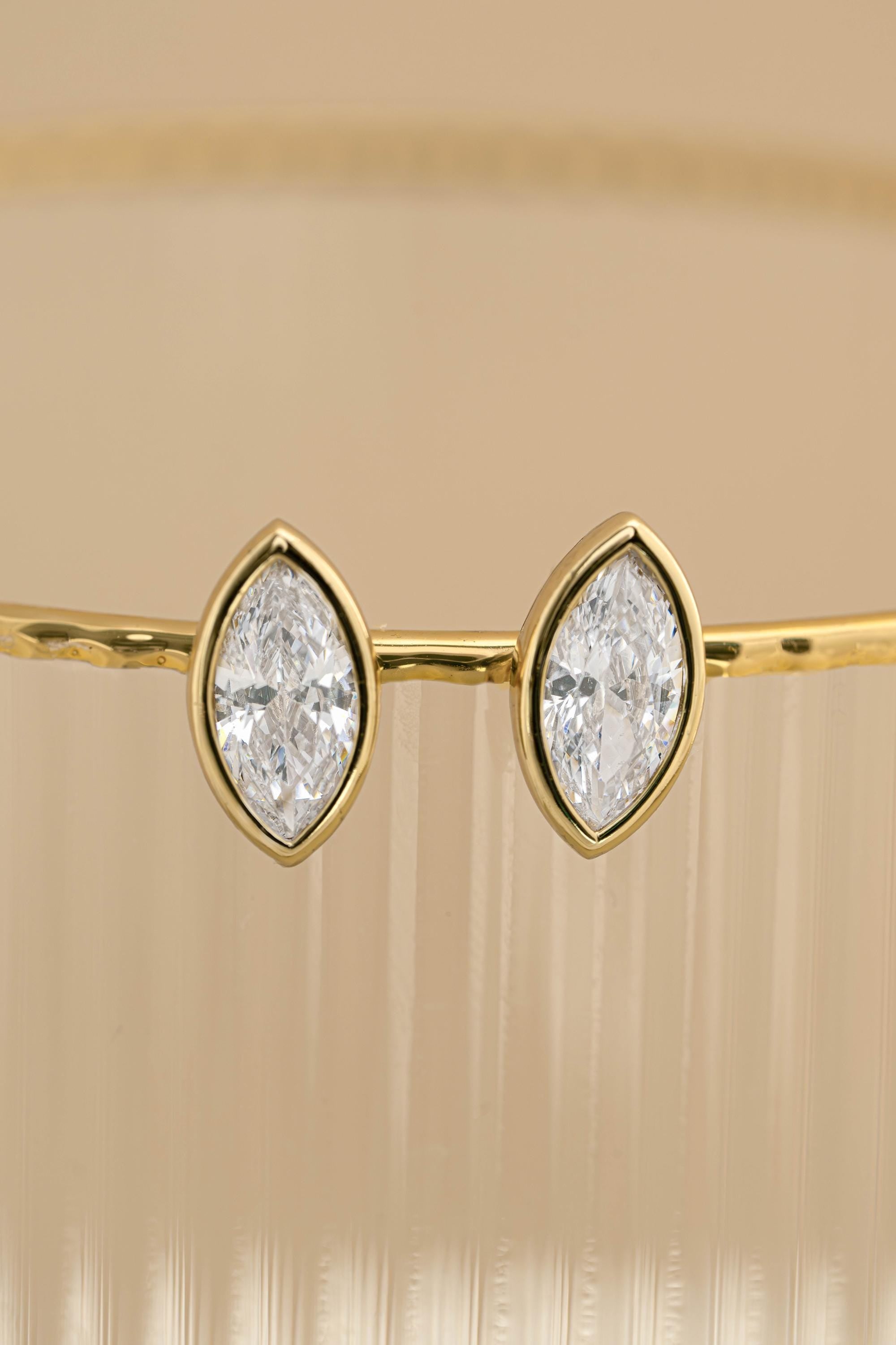 Marquise Bezel Stud Earrings by Sami Jewels, Statement Earrings, Stud Earrings, Vintage Earrings, Cubic Zirconia Earrings, Bridal Jewelry