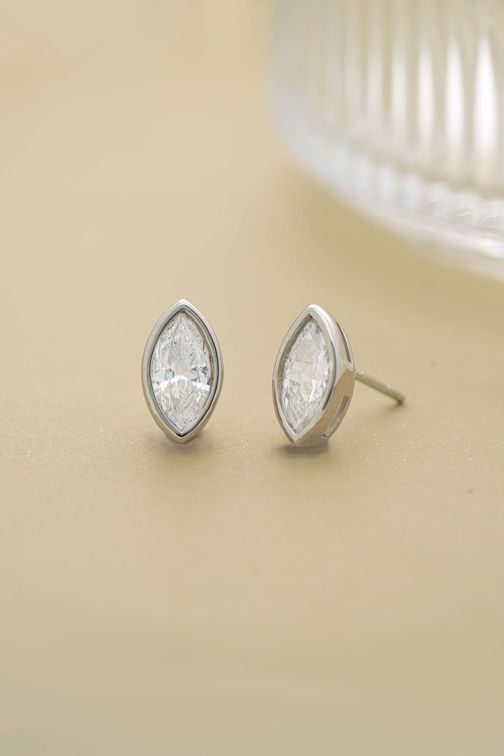 Marquise Bezel Stud Earrings by Sami Jewels, Statement Earrings, Stud Earrings, Vintage Earrings, Cubic Zirconia Earrings, Bridal Jewelry