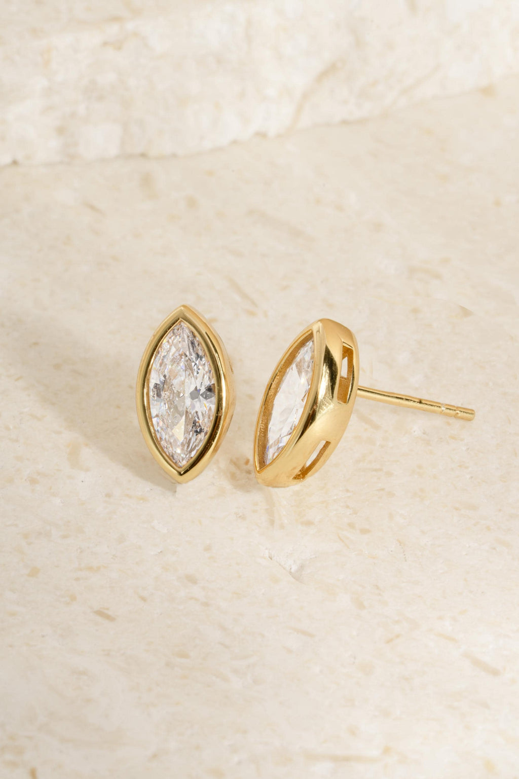 Marquise Bezel Stud Earrings by Sami Jewels, Statement Earrings, Stud Earrings, Vintage Earrings, Cubic Zirconia Earrings, Bridal Jewelry