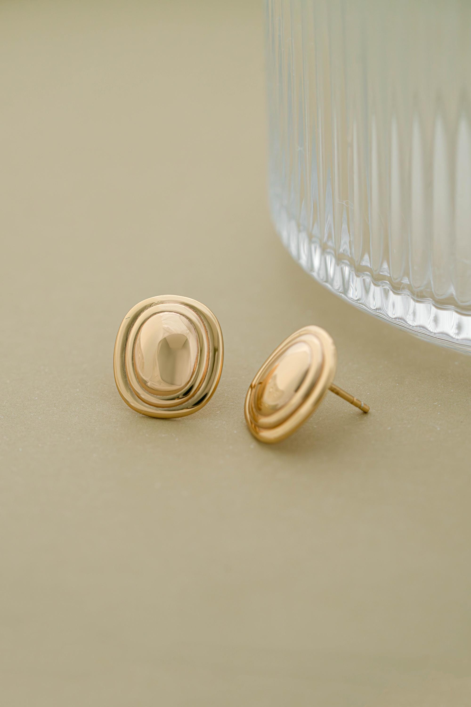 Oval Statement Earrings by Sami Jewels, Stud Earrings, Vintage Jewelry, Unique Earrings