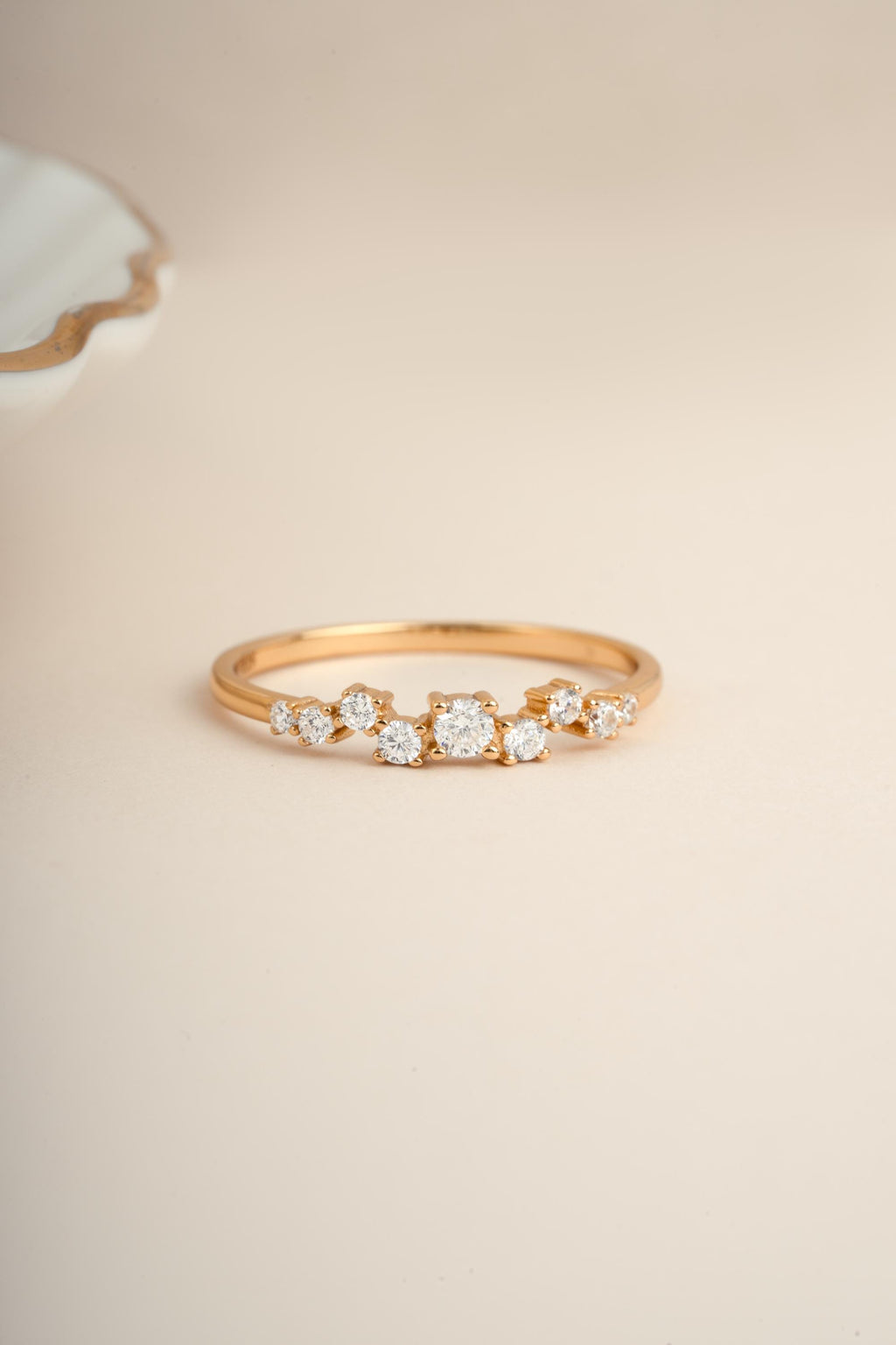 Multi-stone Cluster Ring by Sami Jewels, Diamond Ring, Stackable Rings, Promise Ring, Bridal Jewelry, Dainty Ring, Curved Ring, Unique Ring