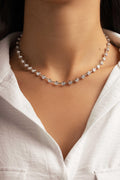 Bezel Set Tennis Necklace w CZ Stones, Station Diamond Necklace, Collar Necklace