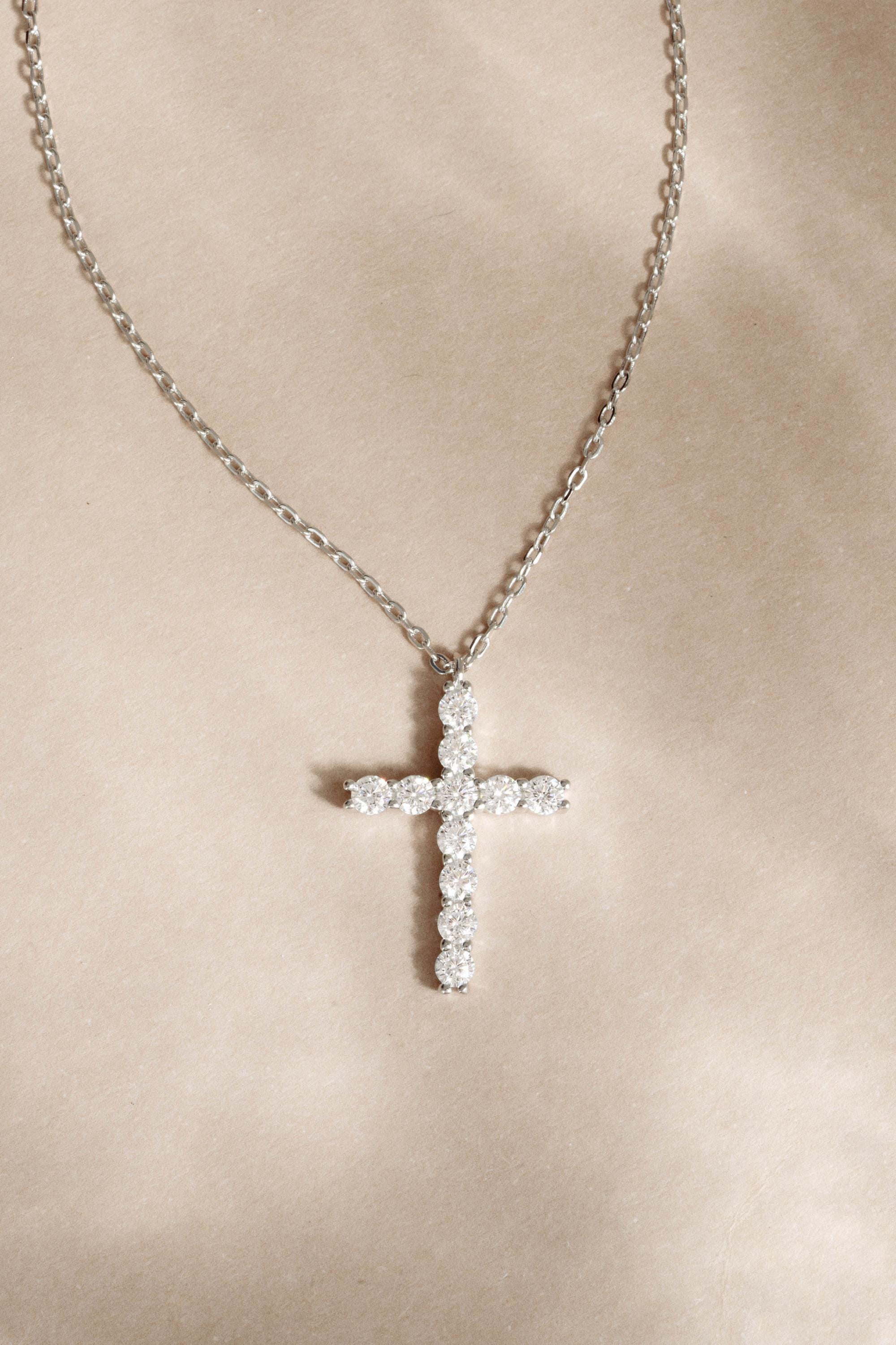 Cross Pendant Necklace by Sami Jewels, Christian Jewelry, Religious Jewelry, Diamond Cross Necklace