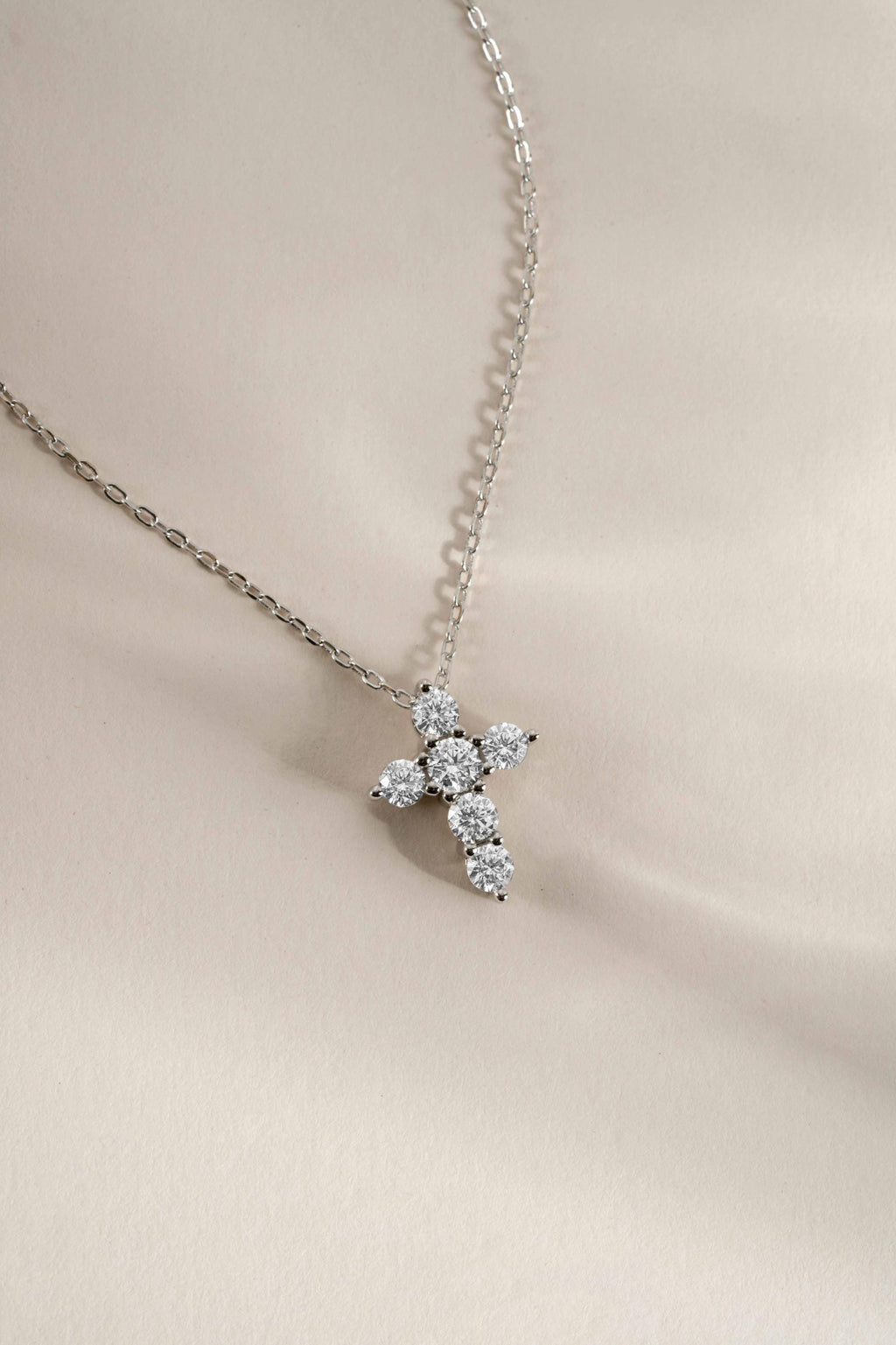 Diamond Studded Cross Necklace, Faith Necklace, Religious Jewelry, Adjustable Chain Christian Cross Pendant